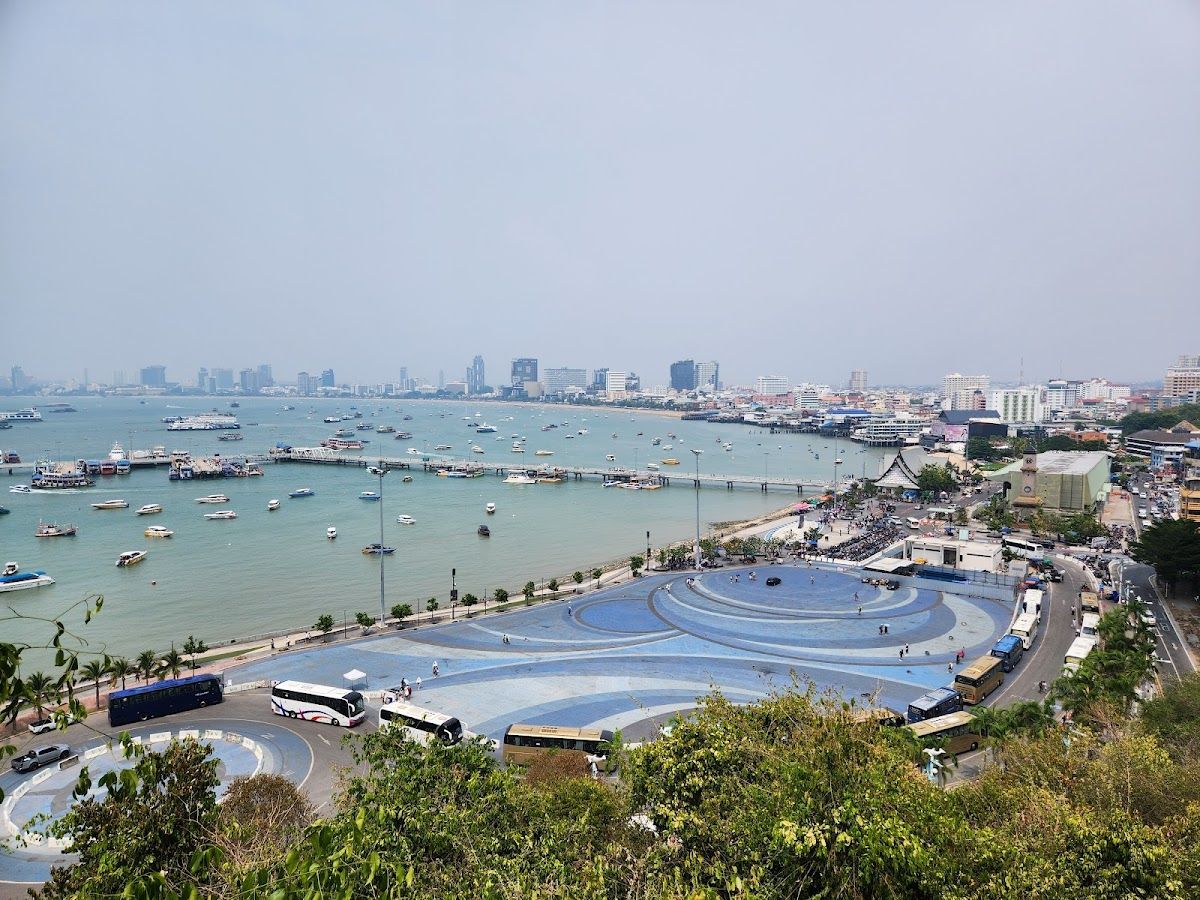 Pattaya Bay panorama with beach and city skyline