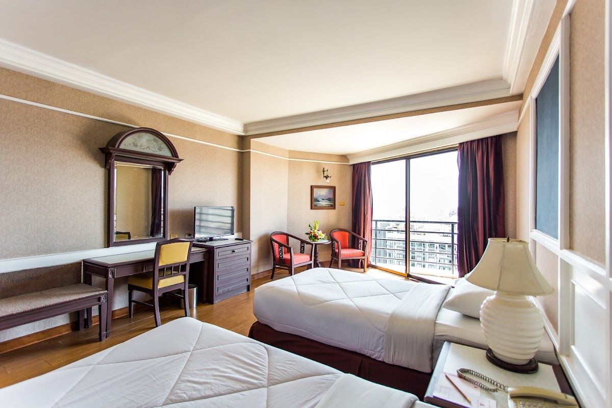 First Pacific Hotel Pattaya pool and grounds in North Pattaya